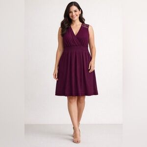 Eddie Bauer Plum Lace V-Neck Top